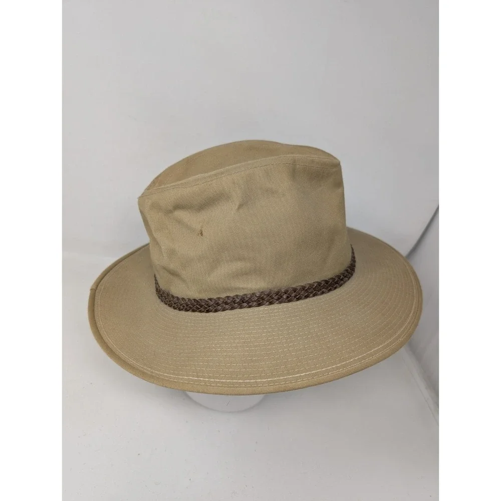Vintage Fedora Hat Made in USA Men's Size Medium Safari Outdoor Canvas Sun Beige
